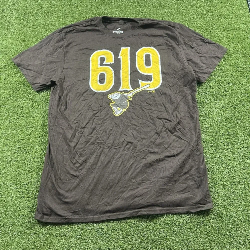 San Diego Padres MLB Short Sleeve Tee Brown Mens Size L NWOT